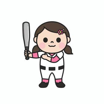 野球のバットを持ってポーズをとる女の子4 野球,バット,ユニフォーム,試合,練習,スポーツ,チーム,打者,バッティング,学校のイラスト素材