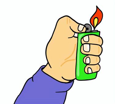 ライターをつける手 動作,ライター,手,タバコ,火,手描きのイラスト素材