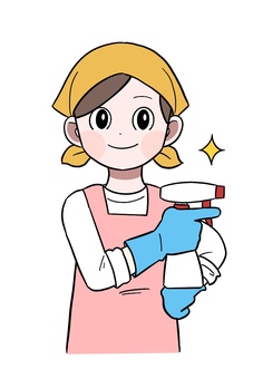 クリーニングちゃん クリーニング,掃除,家事,片付け,クリーン,エプロン,女性,ピカピカ,清潔のイラスト素材