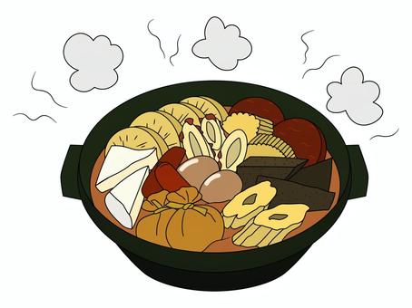 ほかほかのおでん（主線あり） おでん,料理,鍋,和,日本,おいしい,煮物,冬,野菜,温かいのイラスト素材