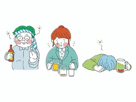 酔っ払い【80sTASTE_164】 酔っ払い,お酒,アルコール,酔う,絡む,迷惑,瓶,グラス,ジョッキ,ビールのイラスト素材