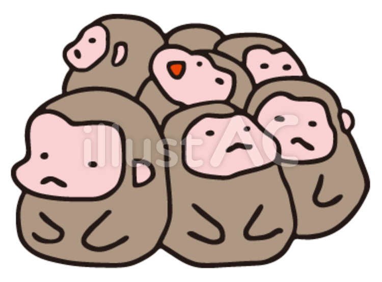 サルだんご さる,サル,猿のイラスト素材