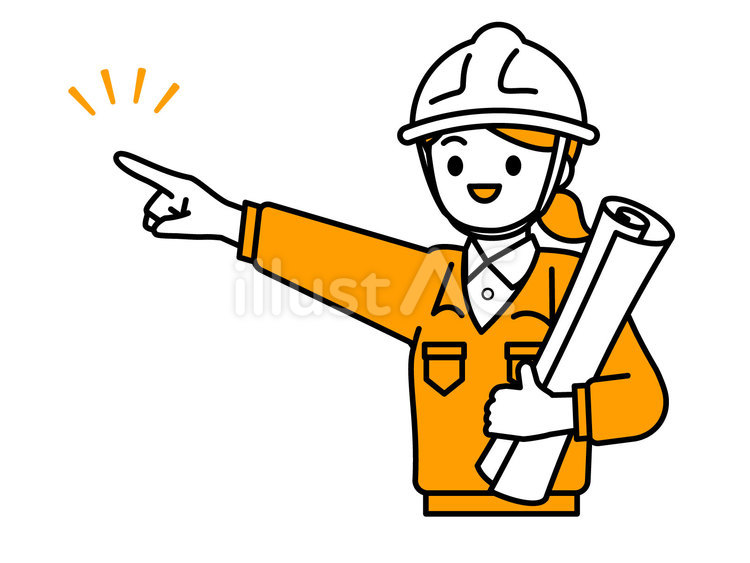 設計図を抱えて指差す女性建築士01 人物,女性,20代のイラスト素材