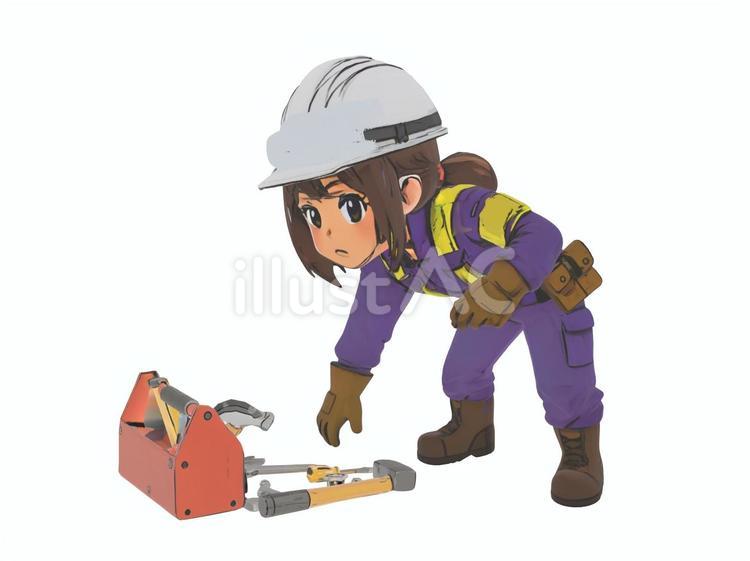 建設土木工事現場整理整頓5S活動の作業員 ヘルメット,工具,5s運動のイラスト素材