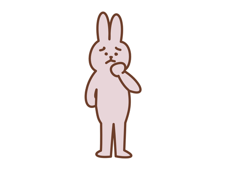 悩むウサギのキャラクター うさぎ,ウサギ,キャラクター,悩む,悩み,うーん,ウーン,考える,思考,困るのイラスト素材