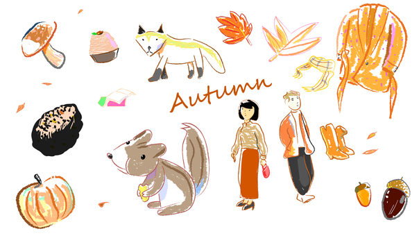 0855秋 あき,秋,落ち葉のイラスト素材