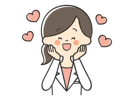 恋をする白衣の女性 好き,ハート,ワクワク,ときめく,恋,憧れ,可愛い,ドキドキ,幸せ,嬉しいのイラスト素材