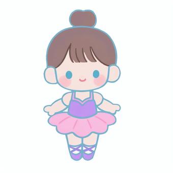 バレリーナのイラスト バレリーナのイラスト バレリーナ,レオタード,ゆるかわ,ライラック,バレーシューズ,お団子,シニヨン,ピンク,女の子,バレエのイラスト素材