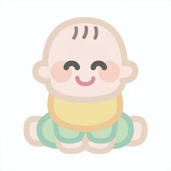 お座りする赤ちゃんのイラスト素材 赤ちゃん,育児,新生児,乳児,笑う,笑顔,ベビー,子育て,アイコン,お顔のイラスト素材