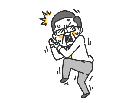 ビクッと驚くおじさん 男性,めがね,中年,50代,60代,お父さん,おじさん,サラリーマン,会社員,汗のイラスト素材