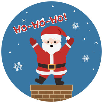 煙突の上に立つサンタクロース サンタクロース,煙突,クリスマスのイラスト素材
