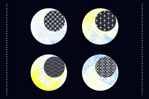 マーブル和柄の円形アイコンセット マーブル,円形,アイコン,デザイン,流体,リキッド,和柄,水色,黄色,青のイラスト素材