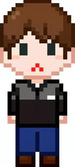 ドット絵の黒服の男性従業員です。 ドット絵,制服,シンプル,ジャケット,従業員,オフィス,勤務,現場,ワークスタイル,ビジネスウェアのイラスト素材