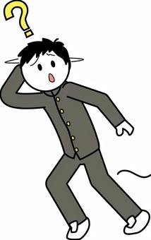 迷う男子　 迷う,間違う,分からない,迷子,進路,はてな,困難,学生,男子,人物のイラスト素材
