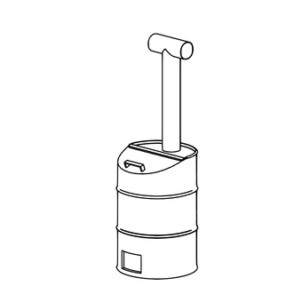 ドラム缶焼却炉の線画 焼却炉,ドラム缶,煙突,線画,モノクロ,立体,円筒のイラスト素材