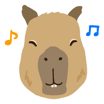 嬉しそうに喜ぶカピバラの顔のアップ カピバラ,顔,微笑む,動物園,喜ぶ,笑う,楽しい,笑顔,ご機嫌,表情のイラスト素材