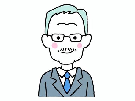 壮年男性 手描き,バストアップ,人物,人間,男性,大人,成人男性,父,お父さん,老人のイラスト素材