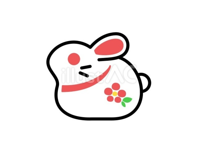 ウサギ　和　黒線　赤目 ウサギ,動物,干支のイラスト素材