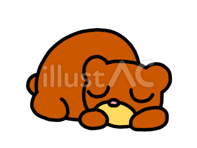 冬眠クマ　茶 クマ,冬眠,睡眠のイラスト素材