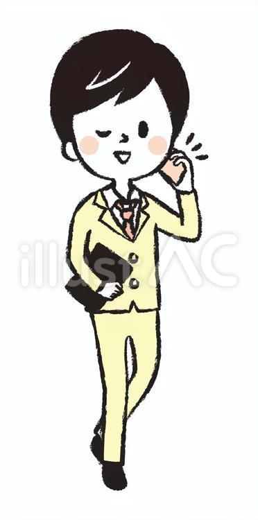 スマホを持つスーツの男性 スマートフォン,スマホ,男性のイラスト素材