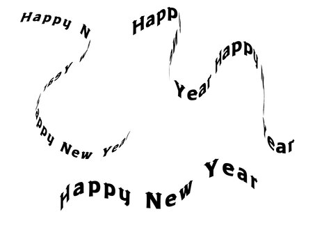 リボン文字　ハッピーニューイヤー リボン,文字,ハッピーニューイヤー,お正月,新年,挨拶,英文字,立体のイラスト素材