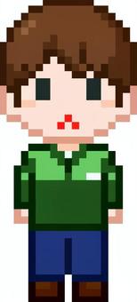 ドット絵の緑服の男性従業員です。 ドット絵,制服,シンプル,ジャケット,従業員,オフィス,勤務,現場,ワークスタイル,ビジネスウェアのイラスト素材