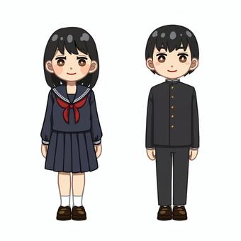 学生服の男女 学生,セーラー服,学ラン,冬服,男性,女性のイラスト素材