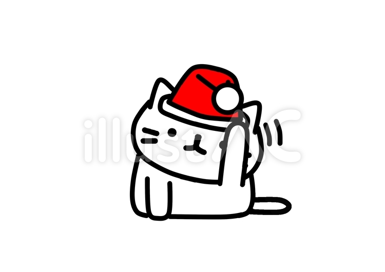 帽子が気になる猫 猫,クリスマス,パーティーのイラスト素材