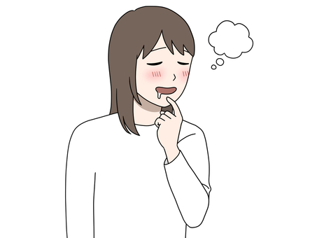 都合の良い妄想をする女性 女性,セミロング,よだれ,想像,空想,楽しみのイラスト素材