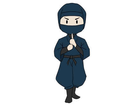 忍者　ポーズ１ 忍者,印,印を結ぶ,頭巾,忍,忍び装束,日本,紺色,ニンジャ,ninjaのイラスト素材