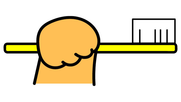 歯ブラシをに握る犬の手 握る,ブラッシング,犬,手,動物,ベージュ,茶色,歯ブラシ,ブラシ,黄色のイラスト素材