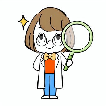 woman magnifying glass smile, , JPG and PNG