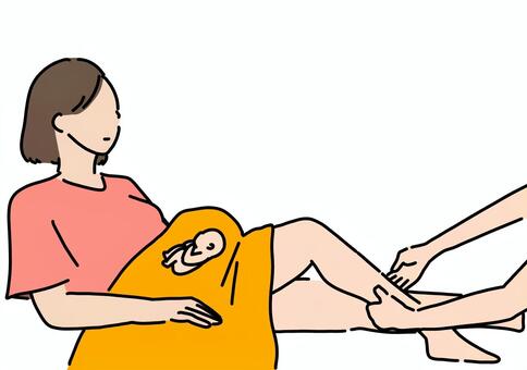 足をマッサージされる妊婦　カラー 足,マッサージ,妊婦,女性,胎児,カラーのイラスト素材