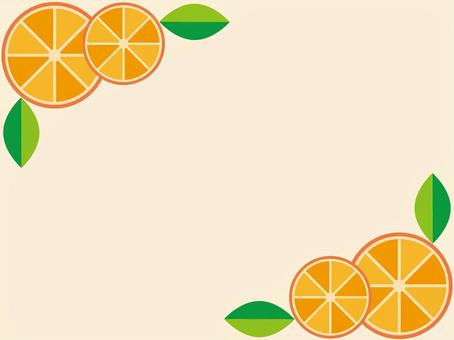 みかん　フレーム　オレンジ みかん,オレンジ,フレーム,枠,背景,果物,輪切り,秋,冬,11月のイラスト素材