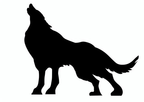 遠吠えするオオカミのシルエット3 オオカミ,遠吠え,狼,獣,シンプル,影,動物,シルエット,素材,ベクターのイラスト素材