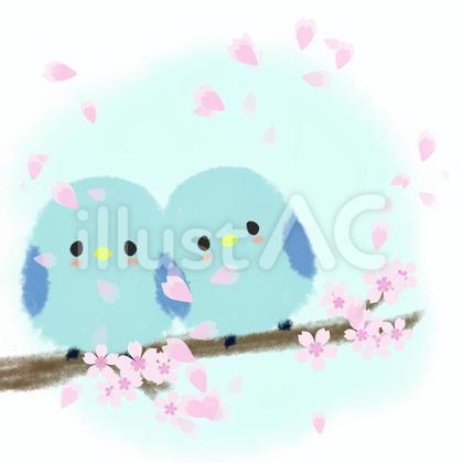 カップル幸せの青い鳥ポイント*桜の木の枝