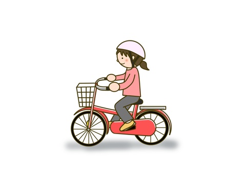 自転車に乗る　女の子 女,子ども,小児,小学生,自転車,児童,幼児,園児,乗車,一人のイラスト素材