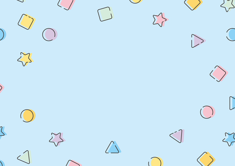 爽やかで可愛い図形のフレーム背景素材 ポップ,カラフル,円,三角形,四角形,星,図形,フレーム,背景のイラスト素材