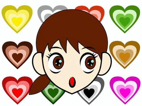 Illustration, girl, heart, icon, 