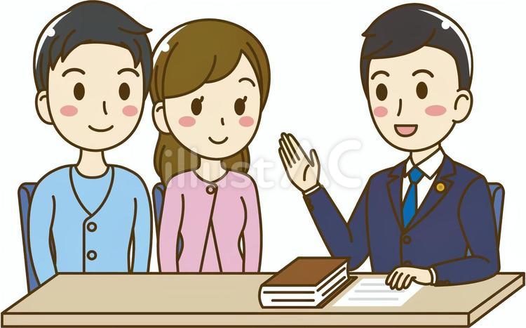 信頼感ある弁護士に法律相談する男女の夫婦 法律相談,弁護士,信頼感のイラスト素材