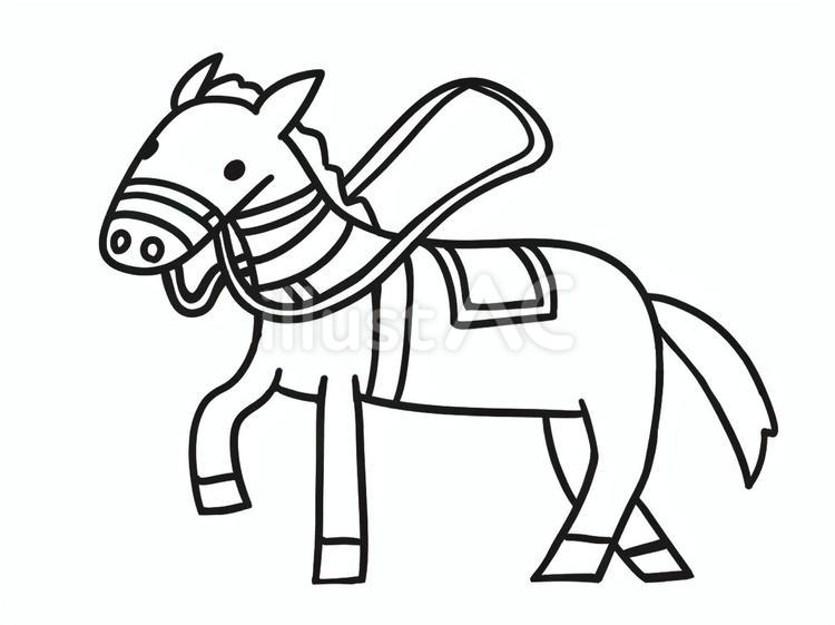 馬車のウマ　イラスト　線のみ 動物,生き物,馬のイラスト素材