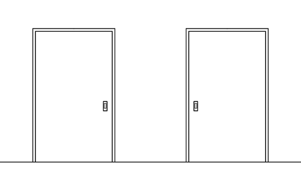 扉(線画)4_1 扉,引き戸,片開き,線画,閉じる,入口,出口,シンプルのイラスト素材
