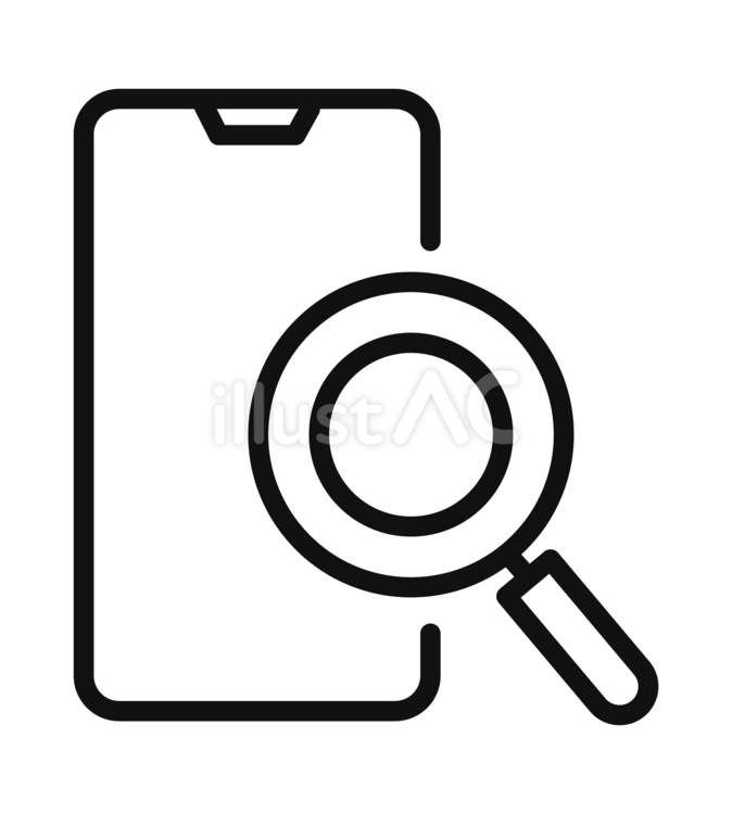 虫眼鏡とスマホのアイコン／検索 スマホ,アイコン,ビジネスのイラスト素材