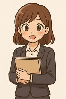 書類を抱えたオフィス女子