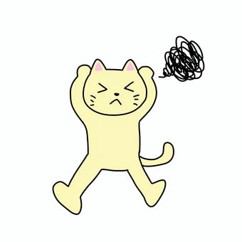 頭を抱えて困るねこ 頭を抱えて困るねこ ねこ,動物,キャラ,ポップ,かわいい,困った,悩み,うーん,考える,悩むのイラスト素材