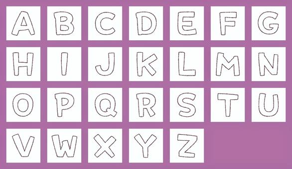 レトロ文字フチギザ　アルファベット大文字 文字,オリジナル,レトロ,アルファベット,細線,ランダム,ギザギザ,フチ文字,かわいい,太字のイラスト素材