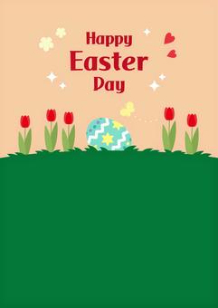 イースターエッグとチューリップの背景素材 春,イースター,イースターエッグ,花,フレーム,背景,シンプル,枠,飾り枠,4月のイラスト素材