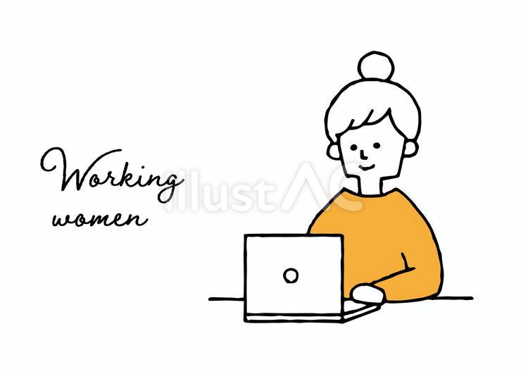 パソコンの画面を見る女性 仕事,パソコン,働くのイラスト素材