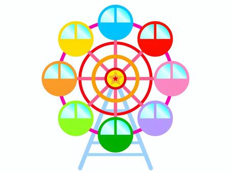 遊園地の観覧車のイラスト素材2 観覧車,遊園地,乗り物,テーマパーク,レジャー,かわいい,簡単,シンプル,デフォルメ,ベクターのイラスト素材