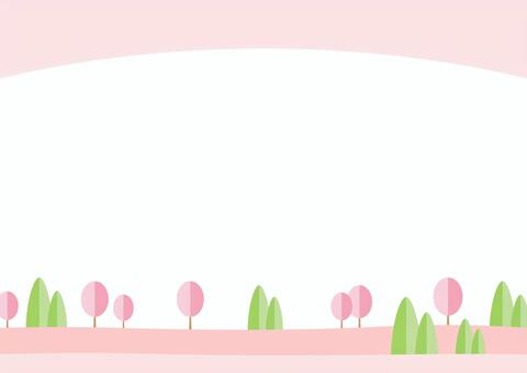 春の桜の風景 春の背景イラスト04 春,桜,背景,さくら,花,桜の木,3月,4月,木,桜並木のイラスト素材